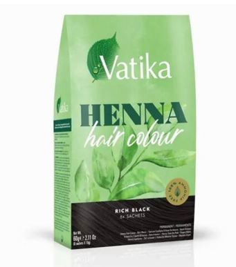 Vatika Henna Hair Colour Black Rich 60g x 6 - Ny Ankomst 02.05.25