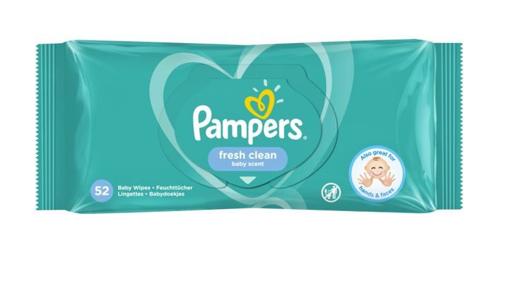 Pampers Baby Wipes Fresh Clean 52stk x 12 - Ny Ankomst 25.07.24