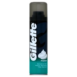 Gillette Shav. Foam Sensitive (Black Cap )200ml x 6- Ny Ankomst 26.09