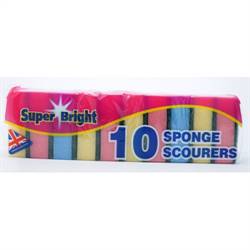 Super Bright Sponge Scourers 10pk x 10!Ny Pris