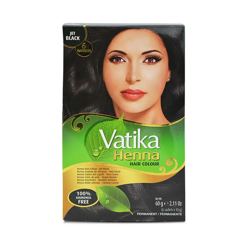 Vatika Henna Hair Colour Black Jet 60g x 6 - Ny Ankomst 02.05.25