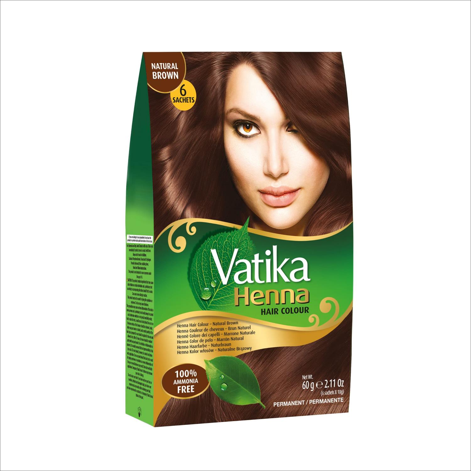 Vatika Henna Hair Colour Brown Natural 60g x 6 - Opp 27.03