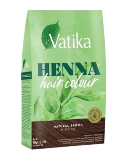 Vatika Henna Hair Colour Brown Natural 60g x 6 - Ny Ankomst 02.05.25