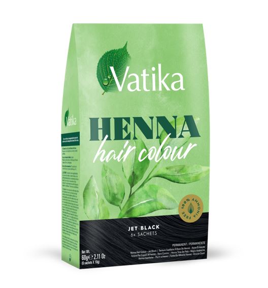Vatika Henna Hair Colour Black Jet 60g x 6 - Ny Ankomst 02.05.25