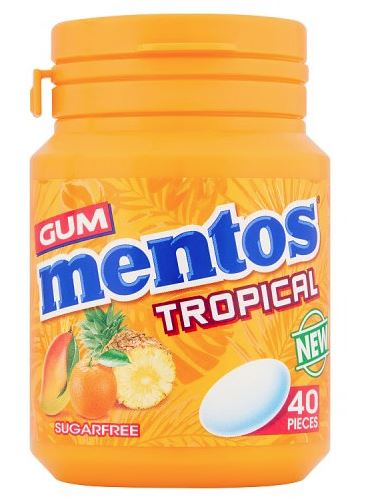 Mentos Tropical TyggeGummi 40pcs x 6 - Ny Ankomst 16.08.24