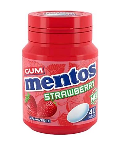 Mentos Strawberry TyggeGummi 40pcs x 6 - Ny Ankomst 16.08.24