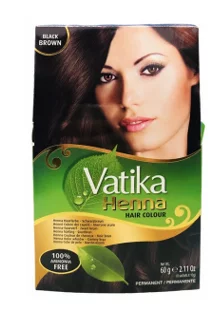 Vatika Henna Hair Colour Black Brown 60g x 6 - Ny Ankomst 12.02.25