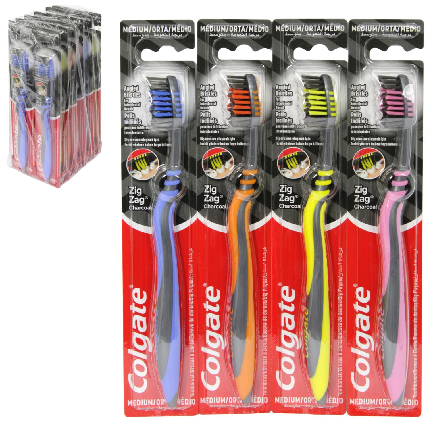 Colgate Toothbrush ZigZag Charcoal x 12 - Lavpris