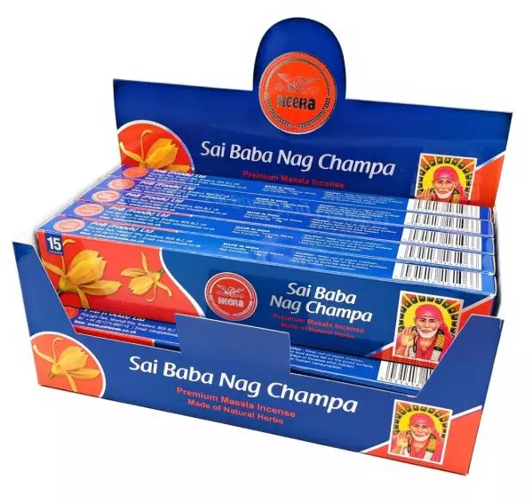 Heera Røkelse (Agarbatti) Sai Baba Nag Champa x 12