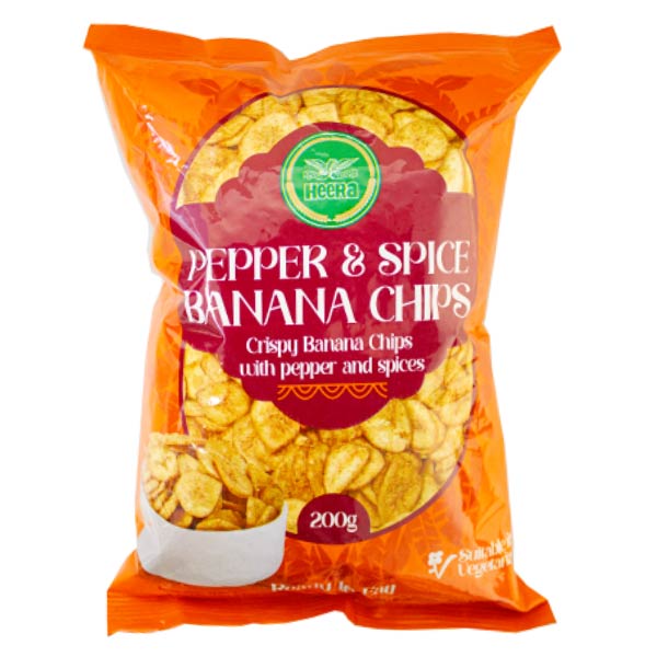 Heera Banana Chips Pepper & Spice 200g x 10 - Nyhet! Ankomst 10.05.24