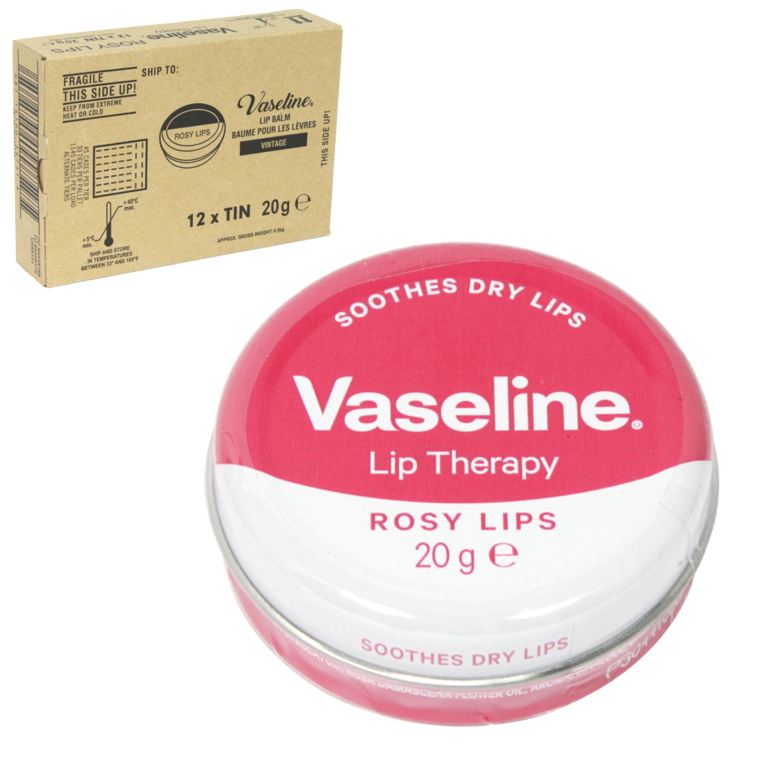 Vaseline Rosy Lips 20g x 12 - Ny Ankomst 10.05.24