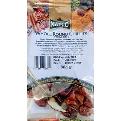 Natco Whole Round Chillies 80g x10 - Ny Ankomst 12.09.24