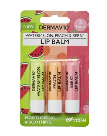 Derma V10 Trio Lip Balms 3Pk x 12- Ny Ankomst 31.05.25