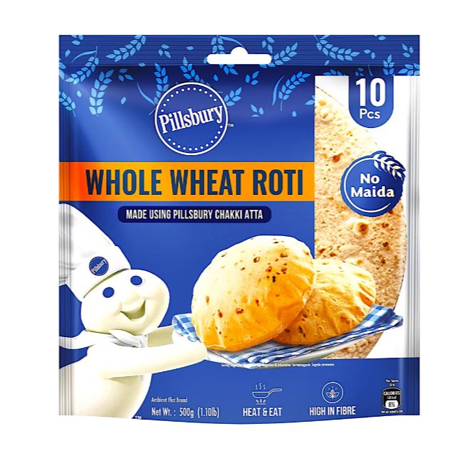 Pillsbury Roti Whole Wheat (10stk) 500g x 18 - Nyhet! 09.05.25