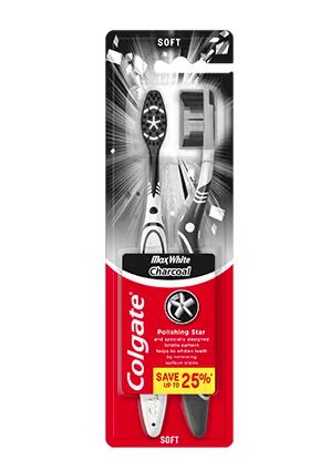 Colgate Toothbrush Maxwhite Charcoal 2 pack x 6- Ny Ankomst 05.08.25