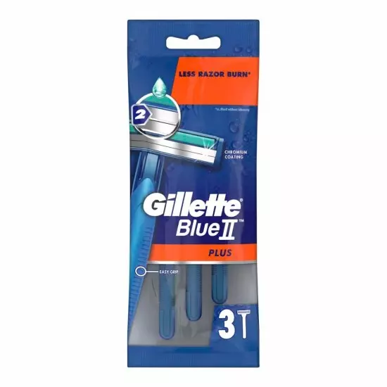 Gillette Blue II Plus Disposable Razor 3pk x 40 - Ny Ankomst 01.11.25 - Tilbudpris!