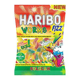 Haribo Fizzy Worms 70g x 24 - Ny Ankomst