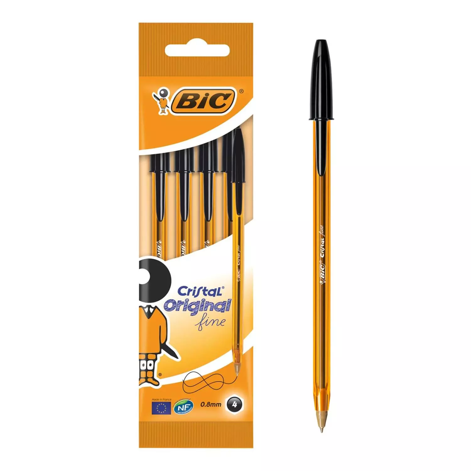 Bic Pens Orange Fine Black 4stk x 10pk - Ny Ankomst 16.10.25