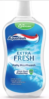 Aquafresh Mouthwash Extra Fresh 500ml x 8 - Lavpris!