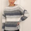 Stripe Knit Sweater Blue