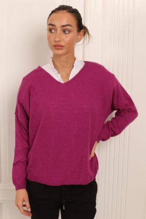 Basic Knit Sweater Fucsia