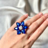 Diamond Flower ring Blue