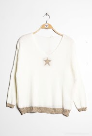 Star Knit Sweater White