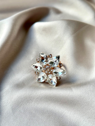 Diamond Flower ring Clear
