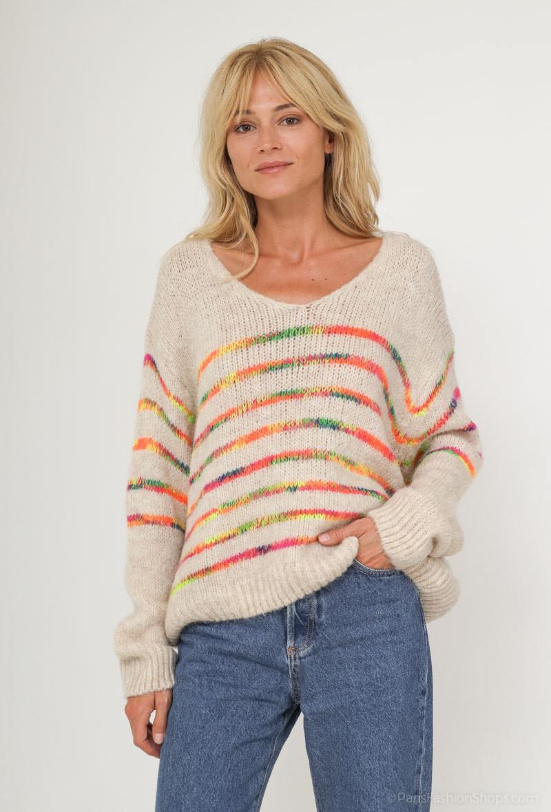 Rainbow Neon Knit Sweater