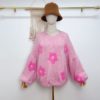 Flower Knit Sweater Pink