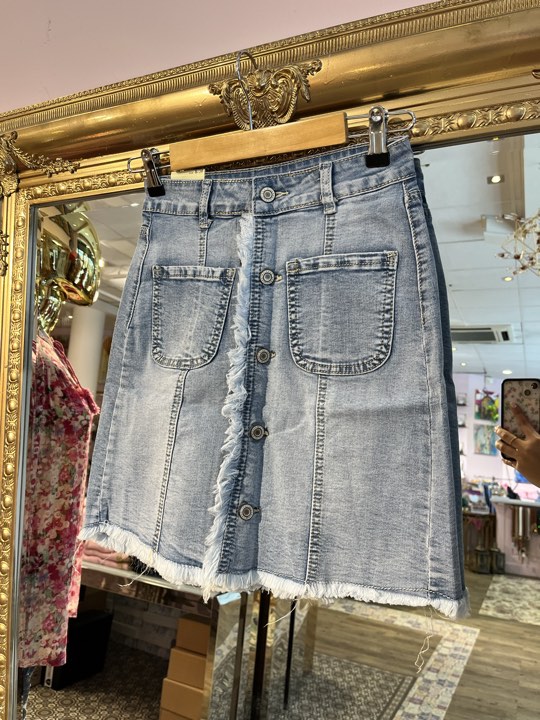 Jeans Skirt m/frynser