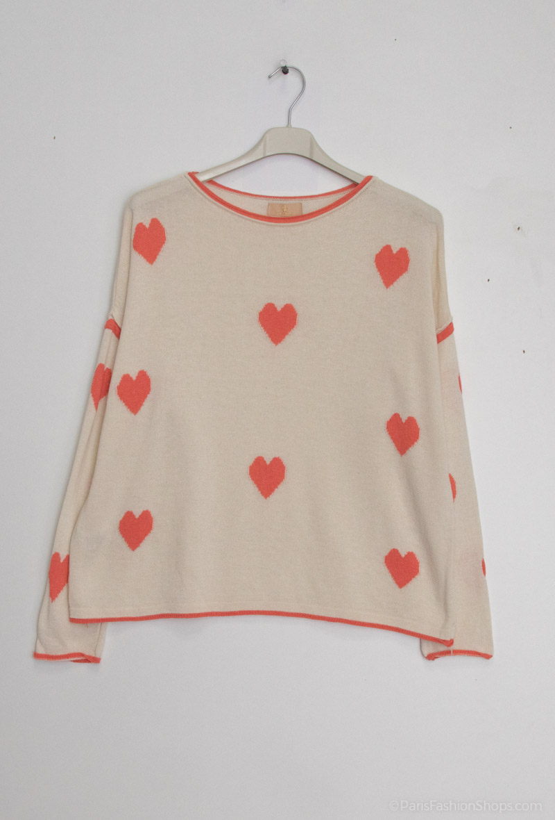 TINY HEART SWEATHER coral