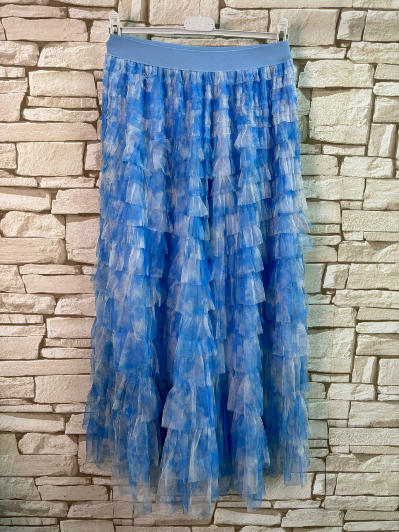 Fluffy Skirt Tiedie Blue