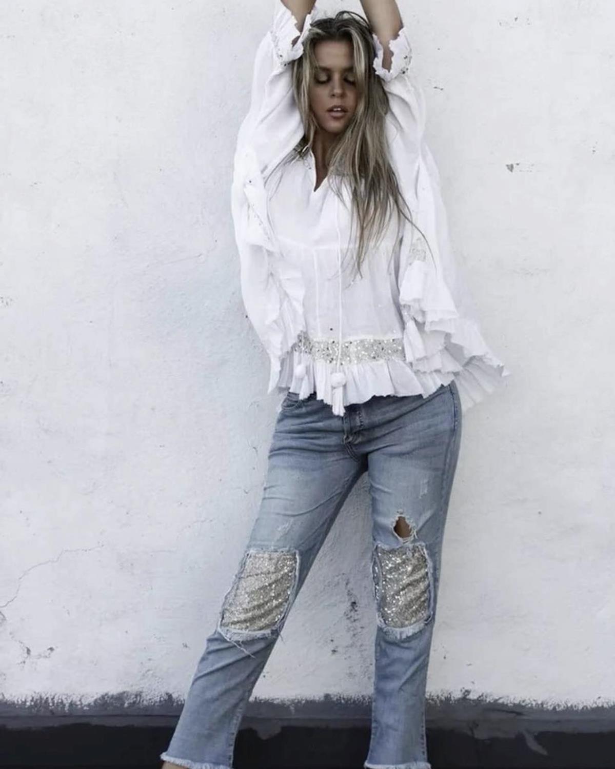 Ripped glitter jeans