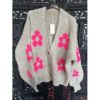 Knit Flower Cardigan Beige