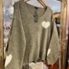 Knit Simpel Heart Sweater Khaki