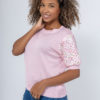 Flower shoulder top Pink