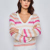 crochet strip sweater Pink