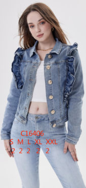 jeans jacket + ruffles