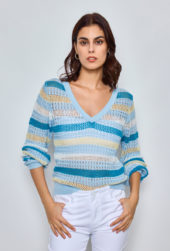 crochet strip sweater Blue