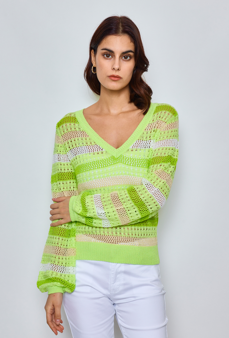 crochet strip sweater Green