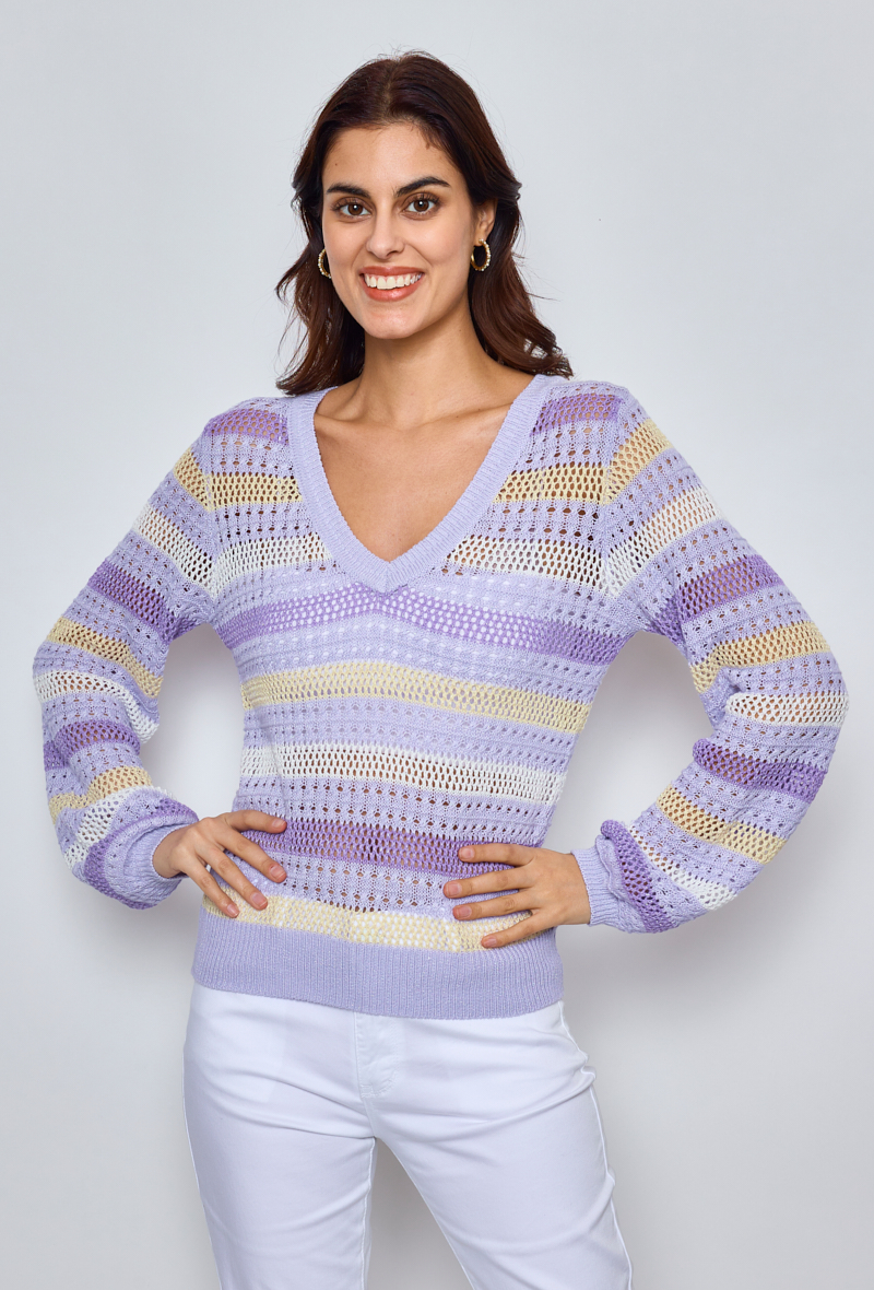 crochet strip sweater Lavender