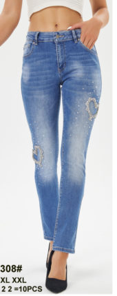 heart rhinestone jeans