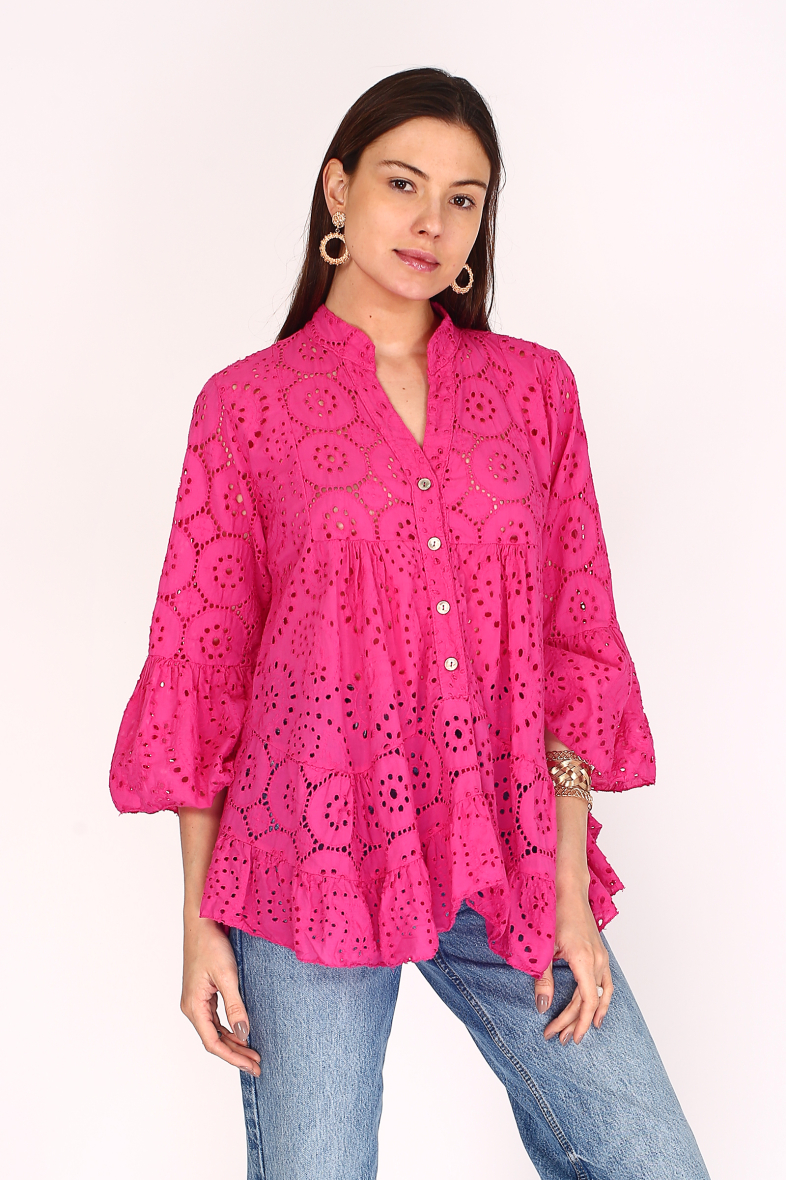 embroidery blouse Fuchsia