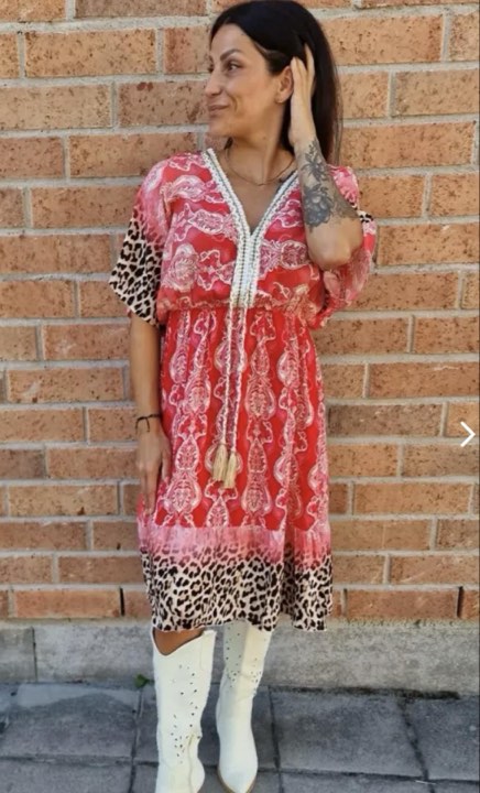 Red leopard Dress