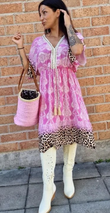 Pink leopard Dress