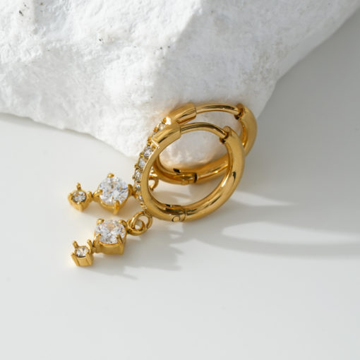 Two Stone Gold Hoop