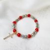 Beeded Cross Braclet Red