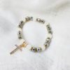 Beeded Cross Braclet White