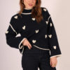 Heart High Neck Sweater Navy